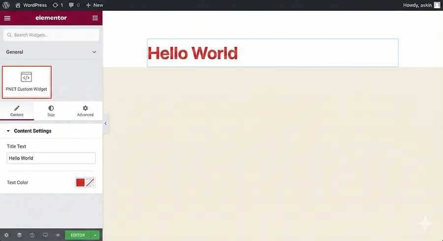 Custom Elementor Widget Screenshot