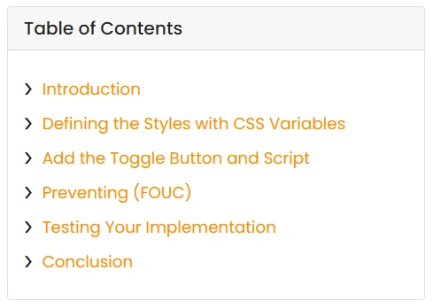 WordPress Table of Contents without plugin