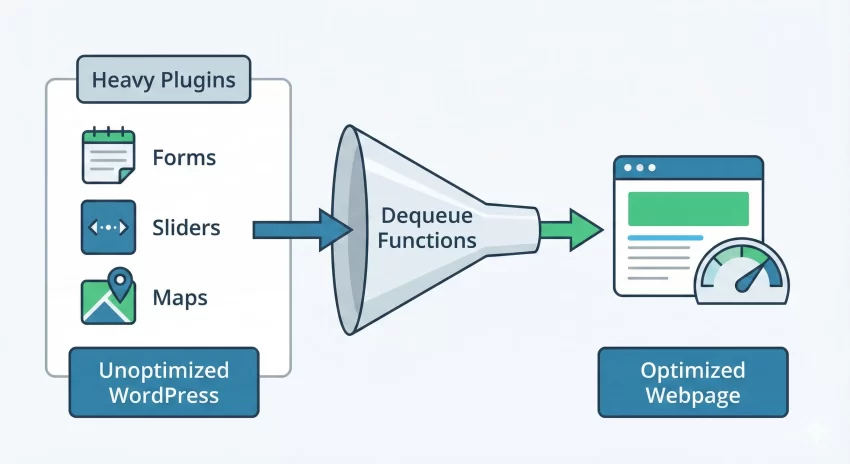 remove unused CSS and JS in WordPress : The Dequeue Process Infographic