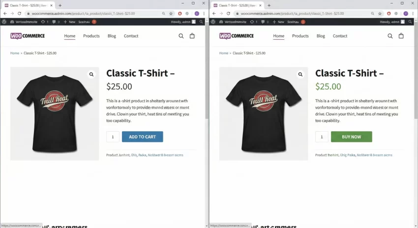 Change Add to Cart Button Text WooCommerce : Side By Side Comparison