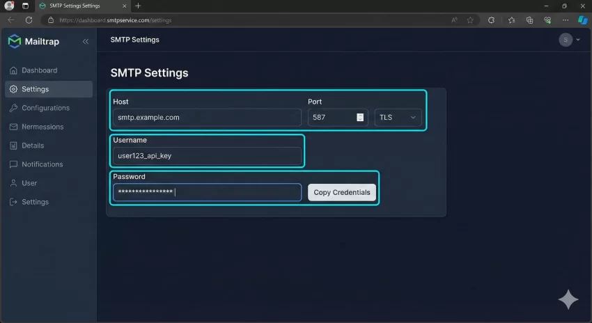 SMTP Settings Dashboard