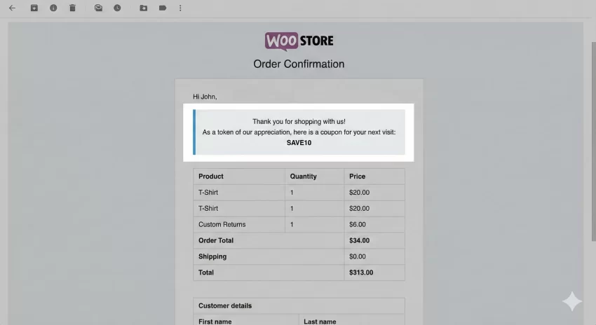 Customize WooCommerce Emails : Adding Custom Content Before the Order Table