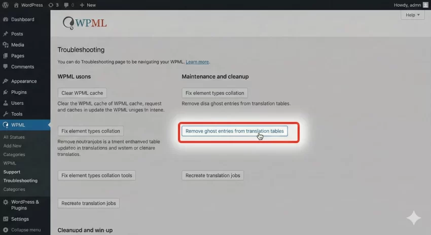 WPML Review WPML Troubleshooting Remove Ghost Entries