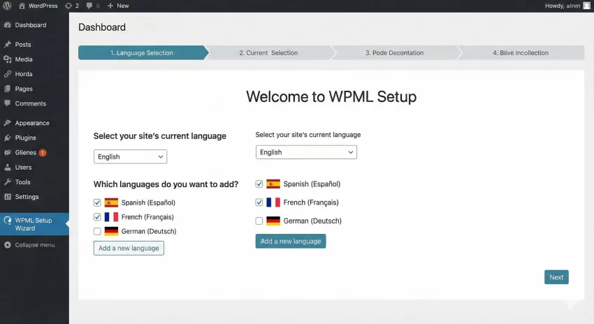 WPML Review WPML Setup Wizard - Language Selection