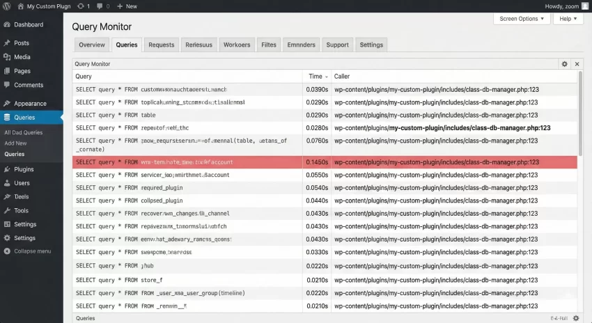Query Monitor WordPress Plugin Queries Panel