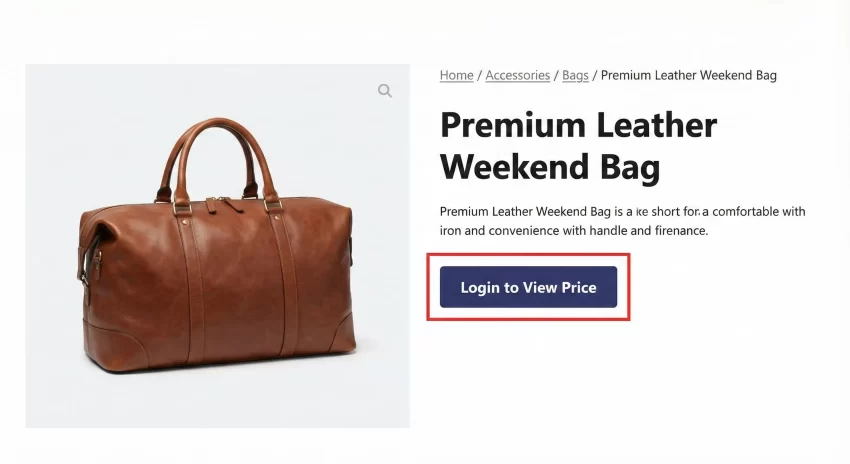 Hide Price in WooCommerce Screenshot Single Product Page