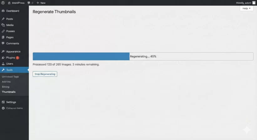 Add Custom Image Size WordPress Regenerate Thumbnails Screenshot