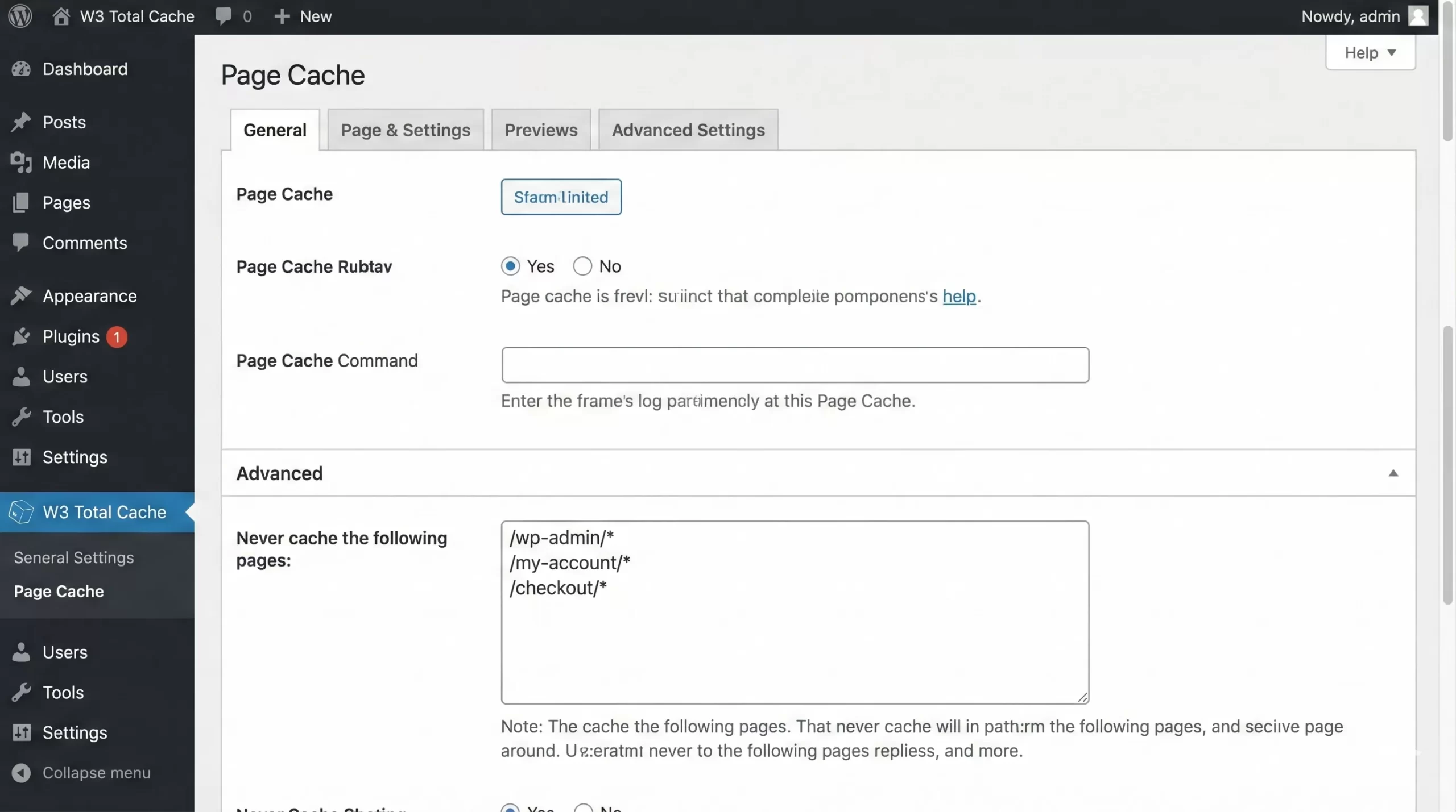 W3 Total Cache Review - Page Cache Exclusion Field
