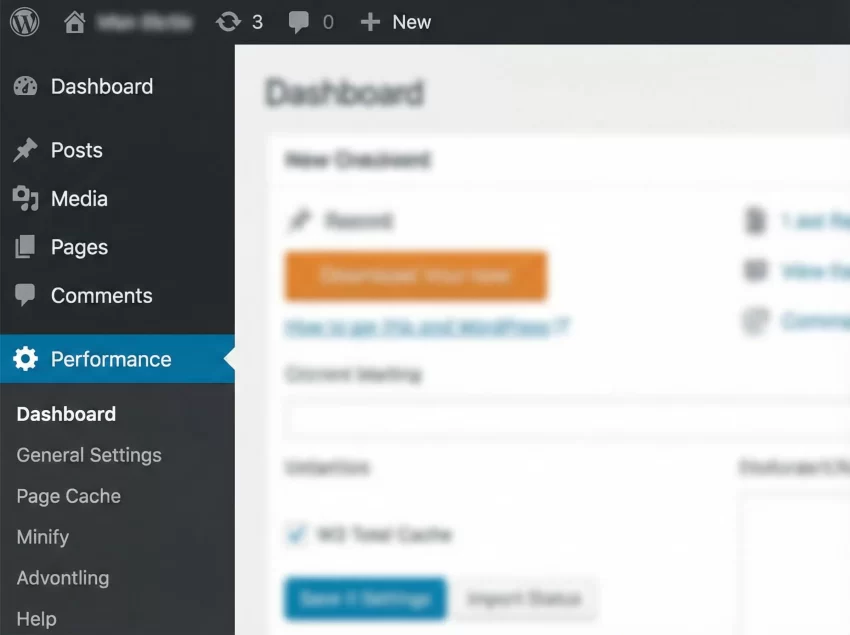 W3 Total Cache Review - W3 Total Cache Dashboard Menu
