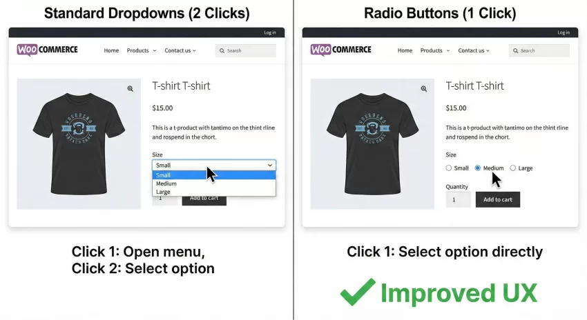 WooCommerce variation radio buttons - Dropdown vs Radio Buttons