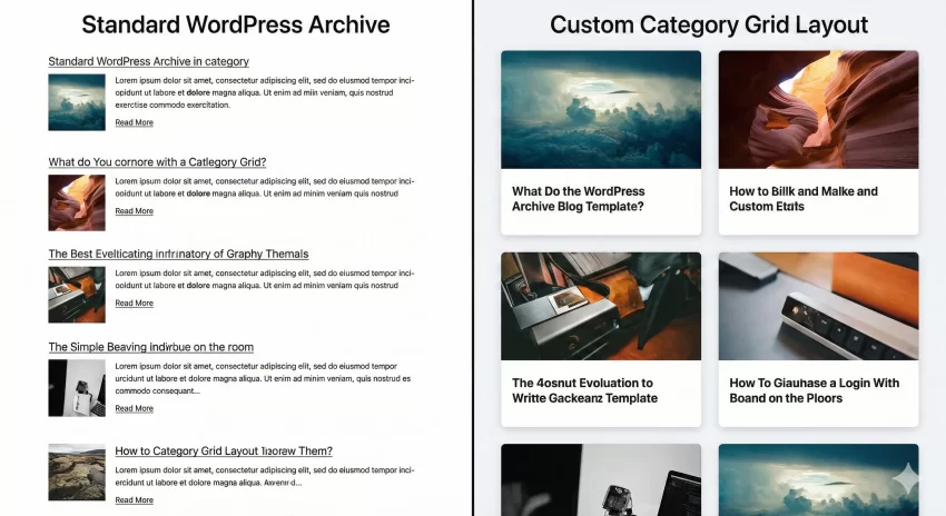 WordPress custom category template - Default vs Custom Side By Side Comparison