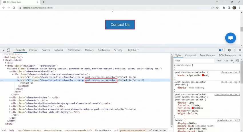 Elementor custom CSS - Inspecting a Custom Class in Chrome DevTools