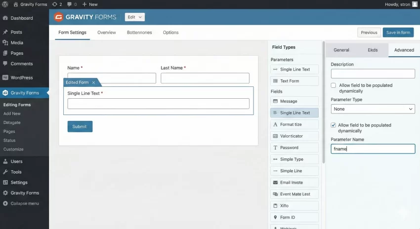 prefill Gravity Forms - Gravity Forms Editor Screenshot