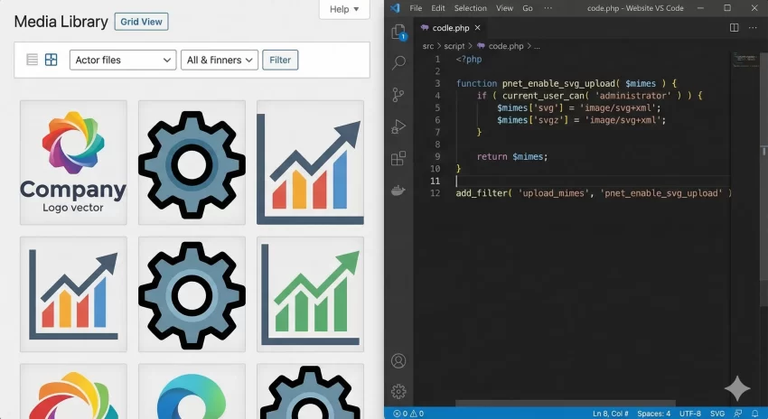 Enable SVG in WordPress - Media Library and Code Editor