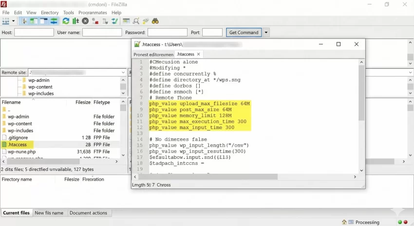 increase WordPress maximum upload size - FTP Client and .htaccess Editor