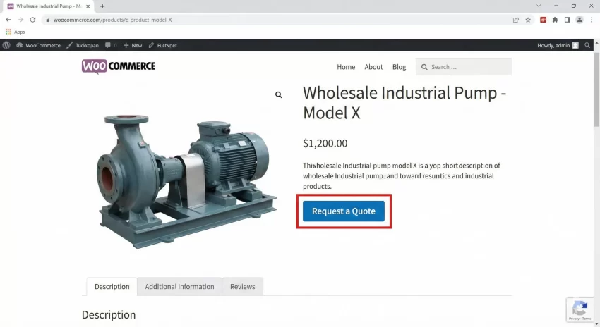 WooCommerce request a quote - WooCommerce Product Page with Request a Quote Button