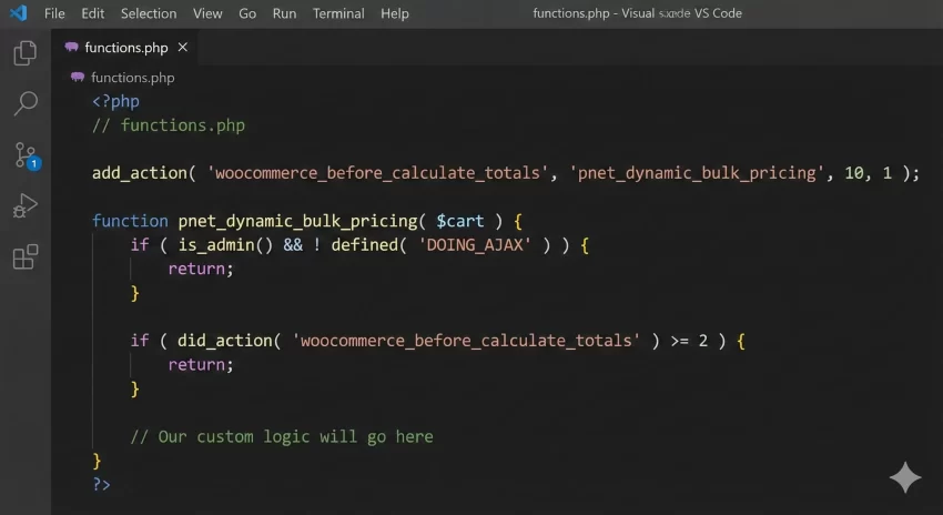 WooCommerce Dynamic Pricing Code functions.php Code Structure