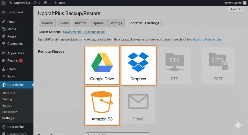 UpdraftPlus vs BackupBuddy UpdraftPlus Settings Tab