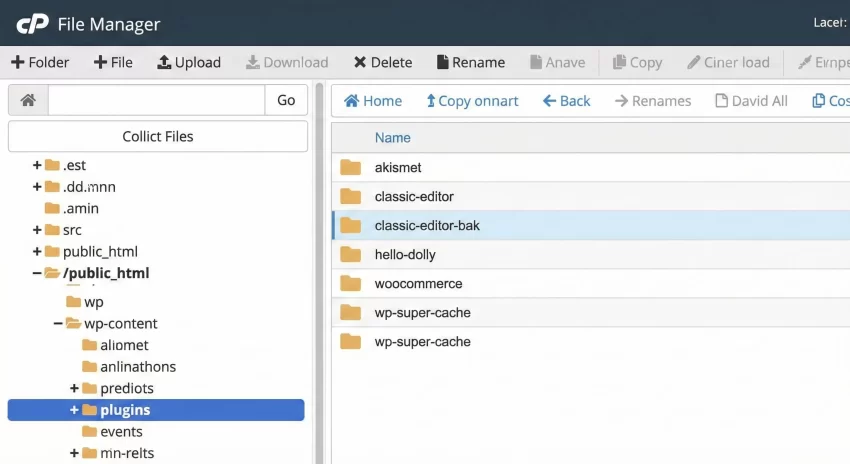 Destination folder already exists - cPanel File Manager Screenshot