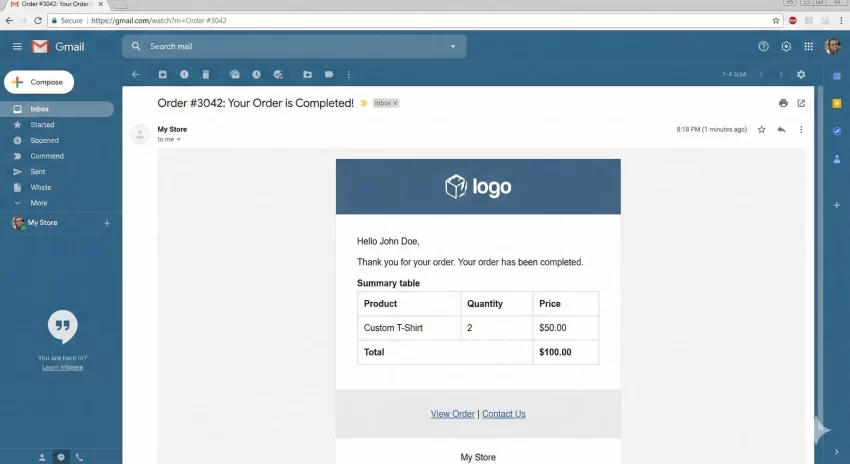 WooCommerce custom email notifications - Custom WooCommerce Email in Gmail