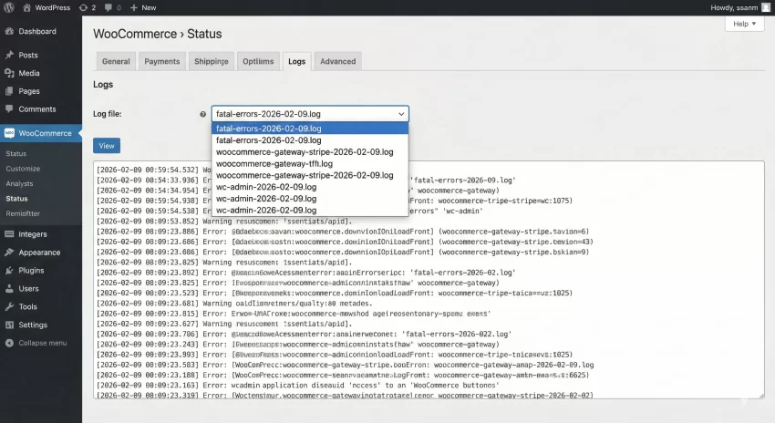 WooCommerce custom email notifications - WooCommerce Status Logs Screen