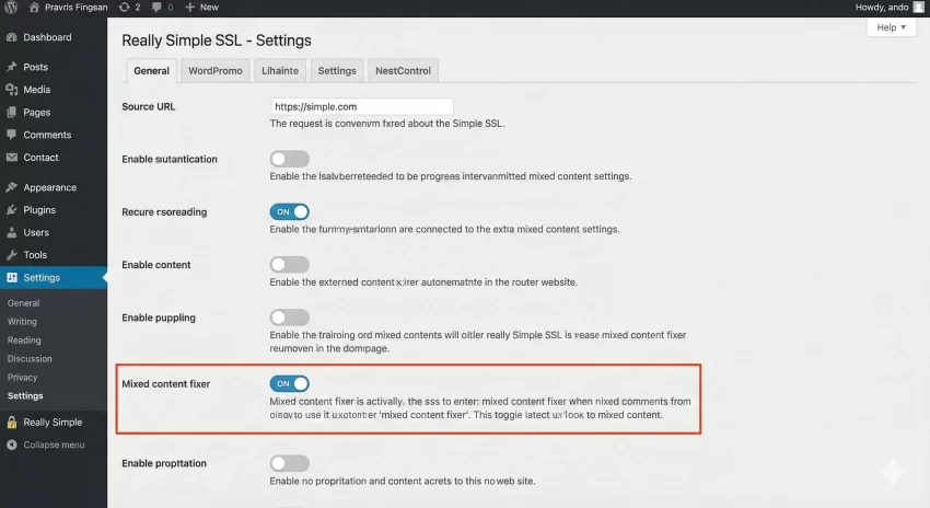Fix Mixed Content Error WordPress Really Simple Security (Really Simple SSL) Settings