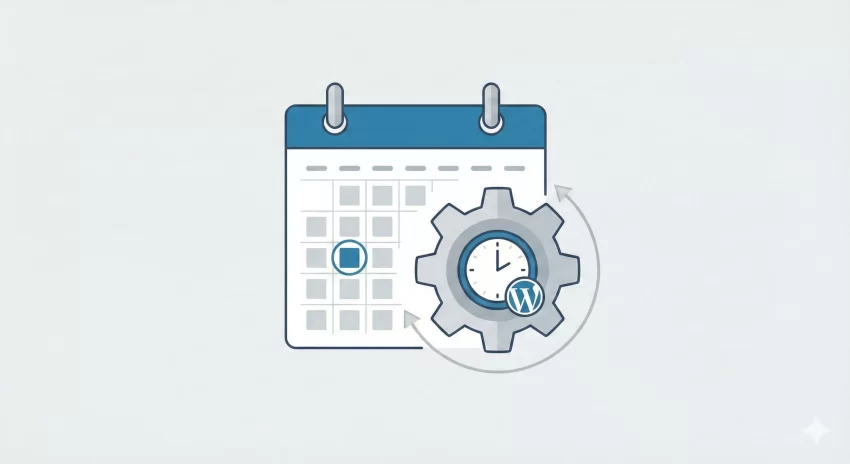 WordPress Cron Job - Illustration of a Calendar with a Gear Icon