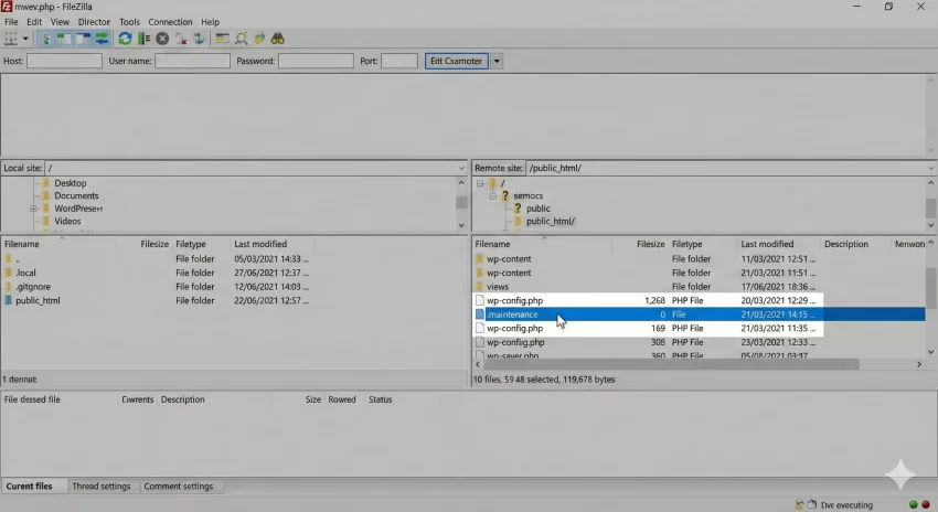 WordPress maintenance mode - FTP Client Screenshot