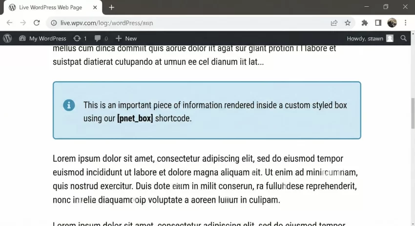 create custom WordPress shortcode - Front-end Enclosing Shortcode Example