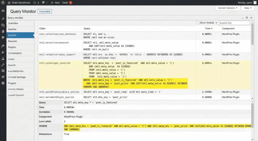 Advanced WP_Query - Query Monitor Screenshot