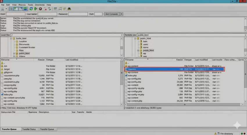 All-in-One import limit - FTP Client View with .htaccess Highlighted