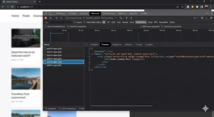 WordPress ajax load more - DevTools Network Request