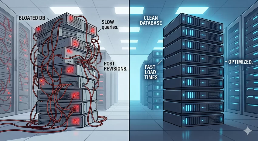 delete old WordPress revisions - Database Optimization Comparison