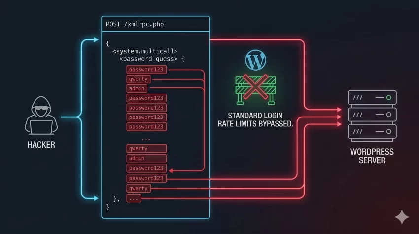 disable xml-rpc in wordpress - XML-RPC Attack Diagram