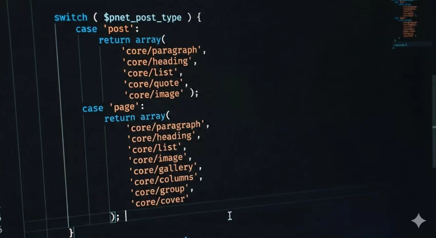 Whitelist WordPress blocks - PHP Code Example