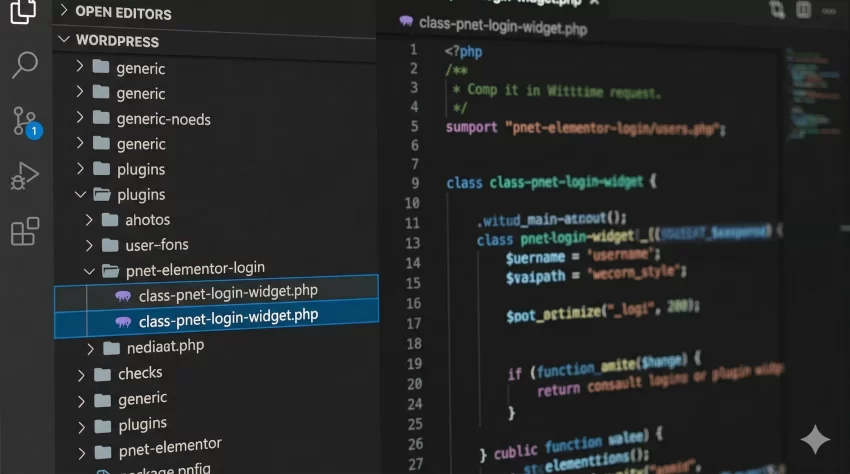 Custom Elementor login widget - Code Editor Structure