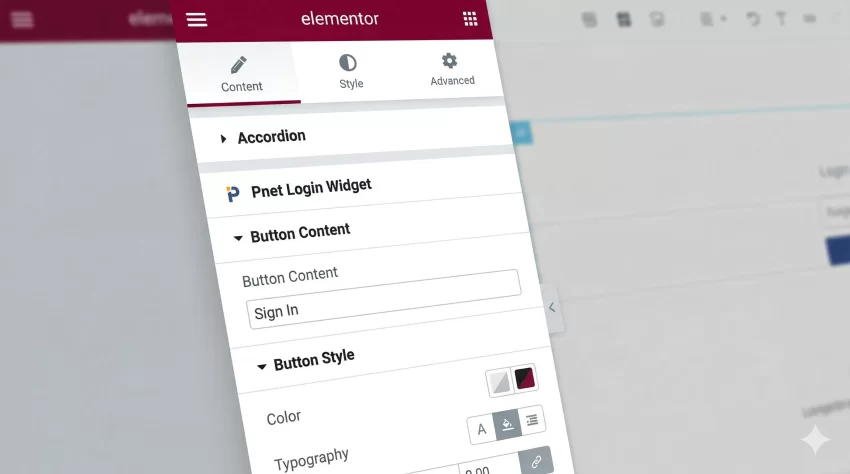 Custom Elementor login widget - Elementor Editor UI