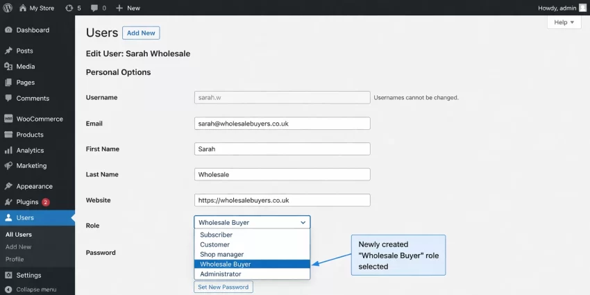 WooCommerce Wholesale Pricing - Wholesale User Role